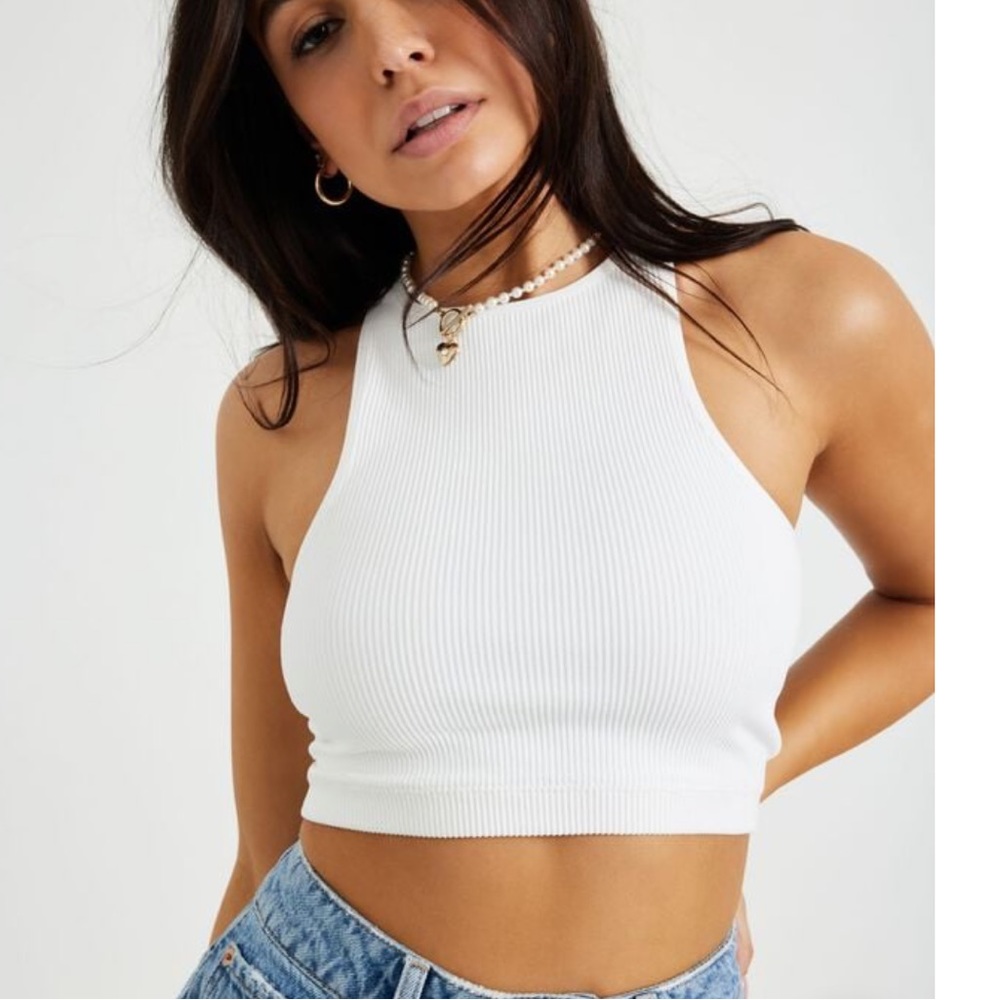 NWOT Garage Seamless Ribbed White High Neck Tank